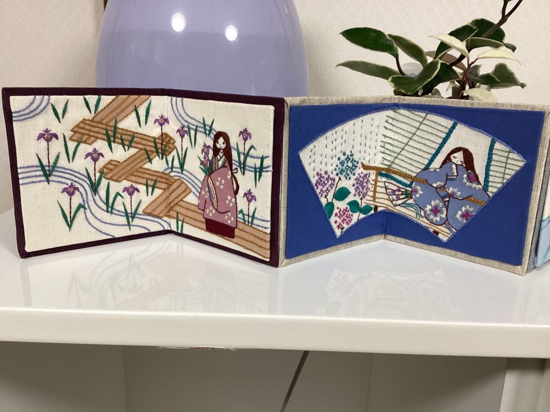 超レア★ フェリシモ◆風流にめぐる季節刺しゅうミニ屏風 12ヶ月完成品◆石井寛子