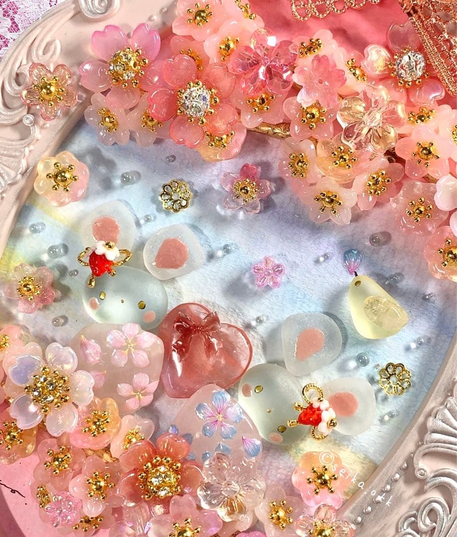 N1168ハッピーバレンタインと春桜　大サイズ　水彩画