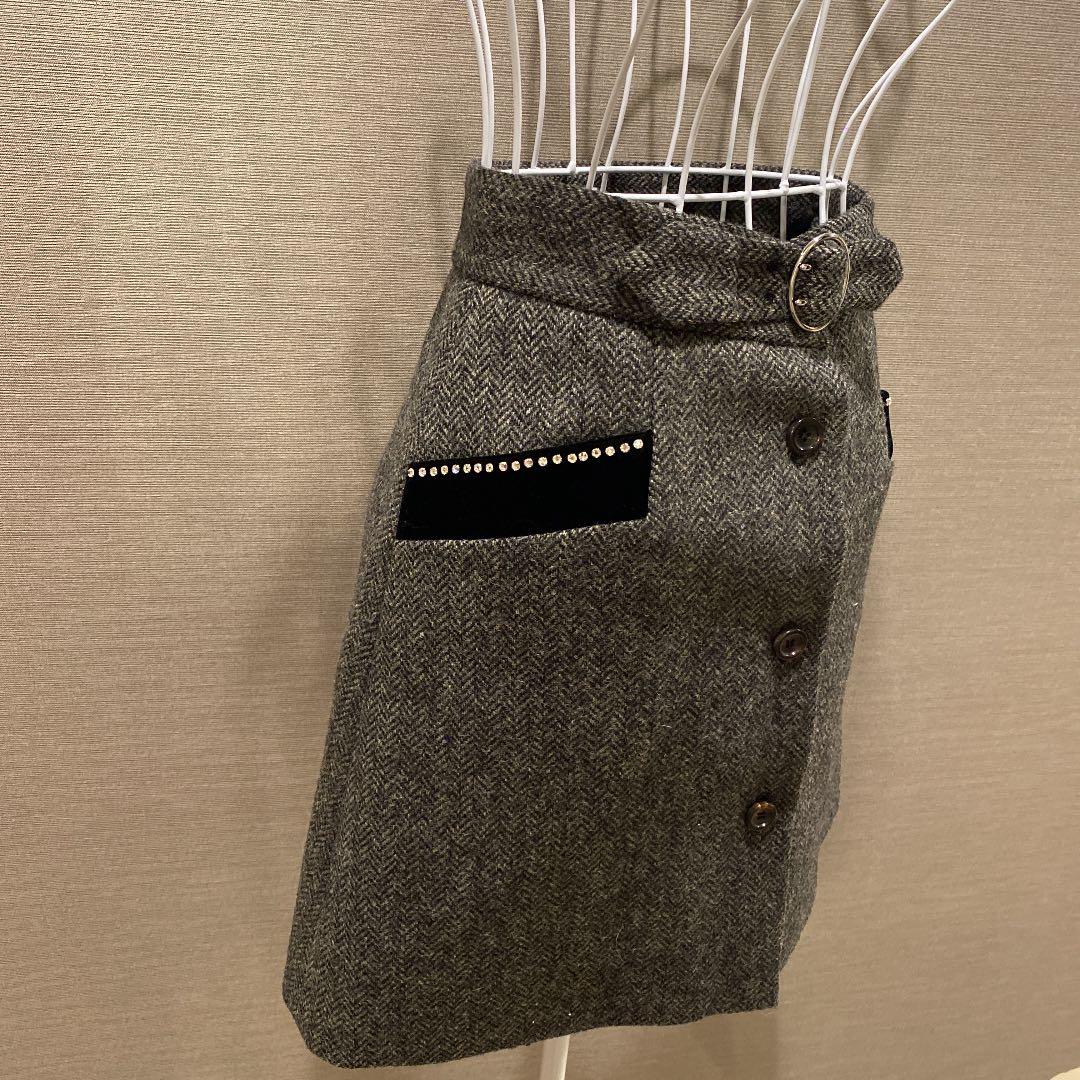 【美品】miumiu ツイード ラインストーン ミニスカート