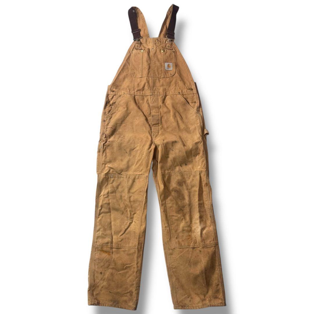 90s USA製 carhartt ダック ダブルニー オーバーオール ブラウン