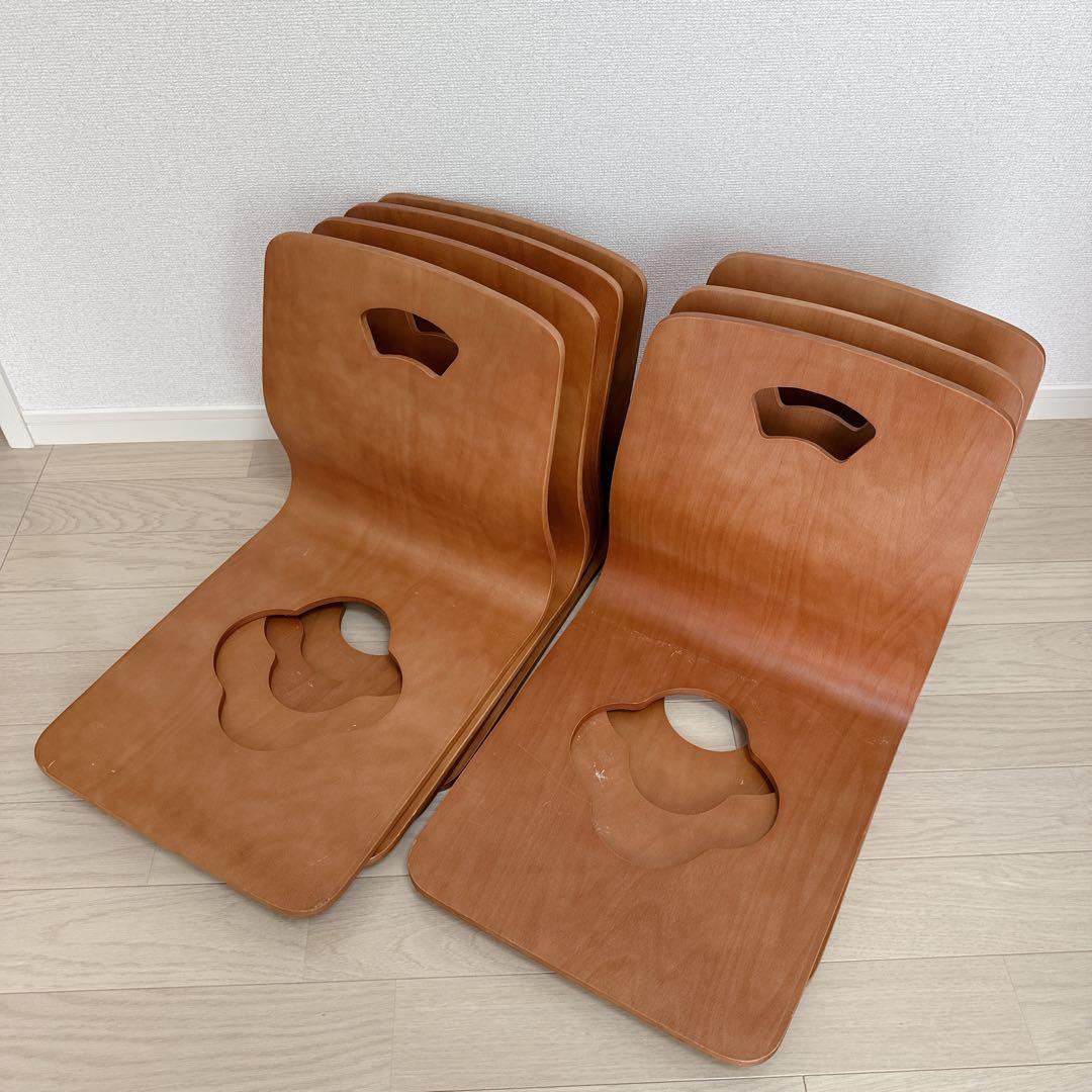 【7脚まとめて】木製座椅子　曲げ座椅子　和座椅子　旅館椅子　温泉椅子　ブラウン