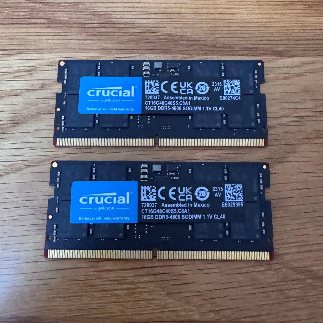 メモリー Crucial DDR5-4800 SODIMM 32GB (16GB x 2)