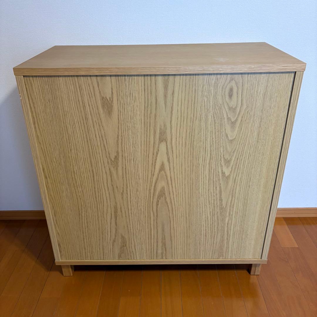 無印良品 オーク材キャビネットガラス扉（引戸）幅８０×奥行４０×高さ８3cm