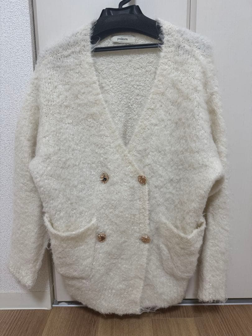 【polaura】ポローラ　マフラーセットオーバーサイズカーディガン　ホワイト