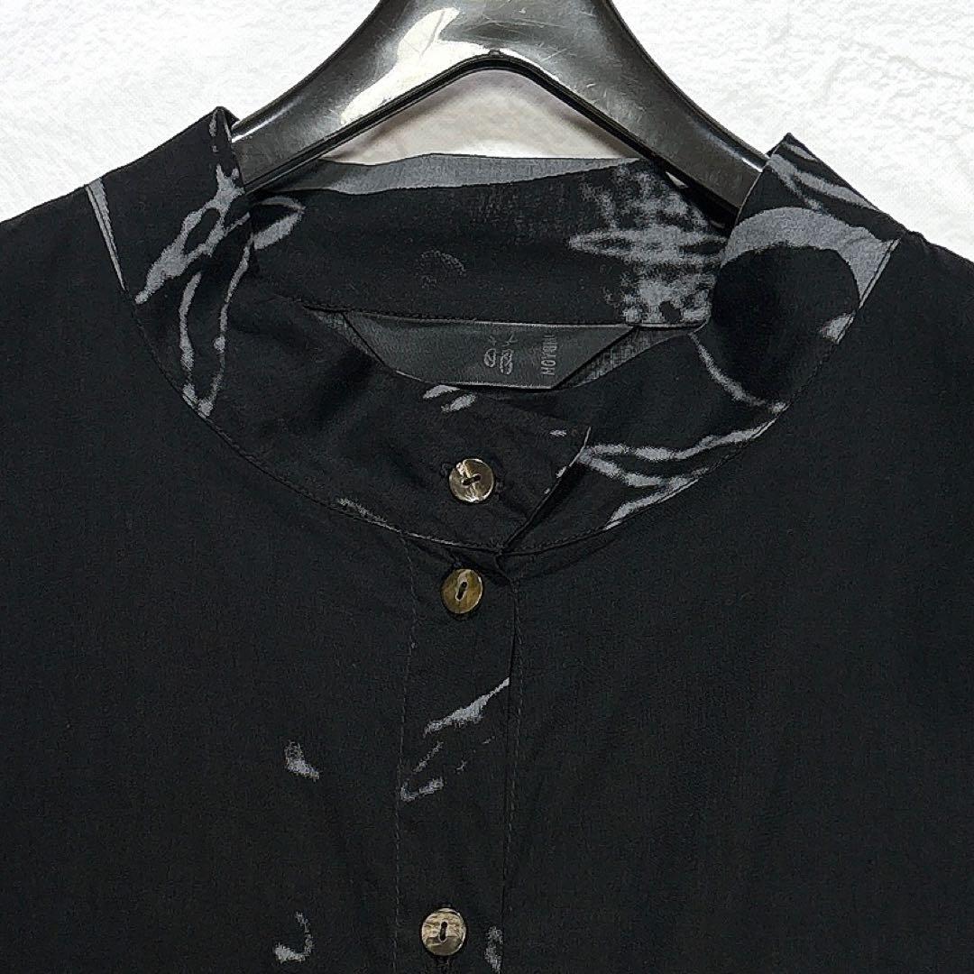 美品✨モユル　センソユニコ　シャツワンピース　アート　総柄　バンドカラー　前開き