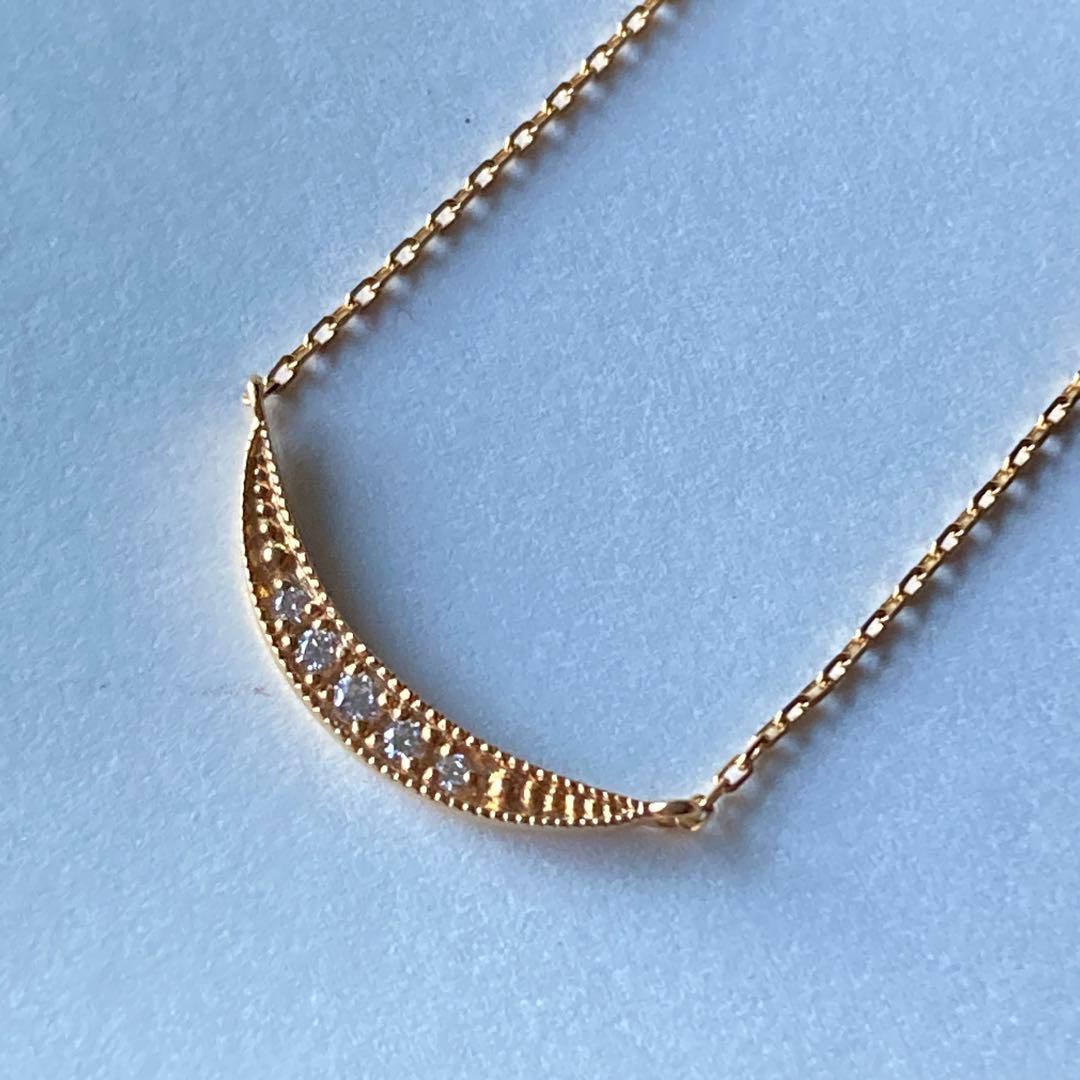 エテ　k18 ダイヤモンドネックレス　イエローゴールド　月　ムーン