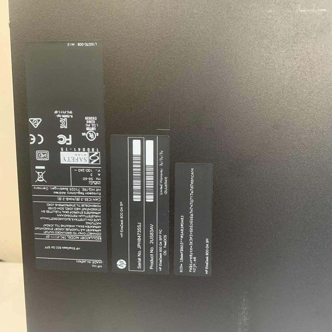 Windowsデスクトップ HP ProDesk 600 G4 SFF i7-8700 8GB SSD256