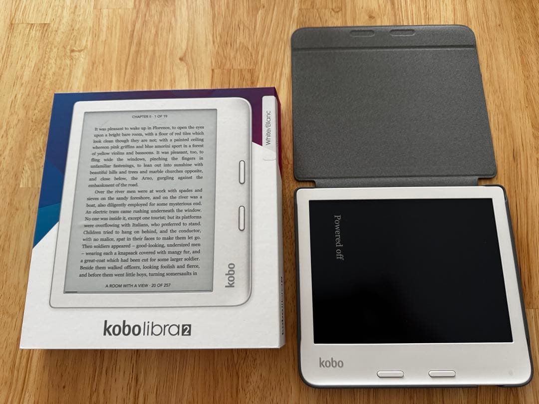 Kobo Libra 2 (ホワイト)ベーシックスリープカバー（グレー）セット
