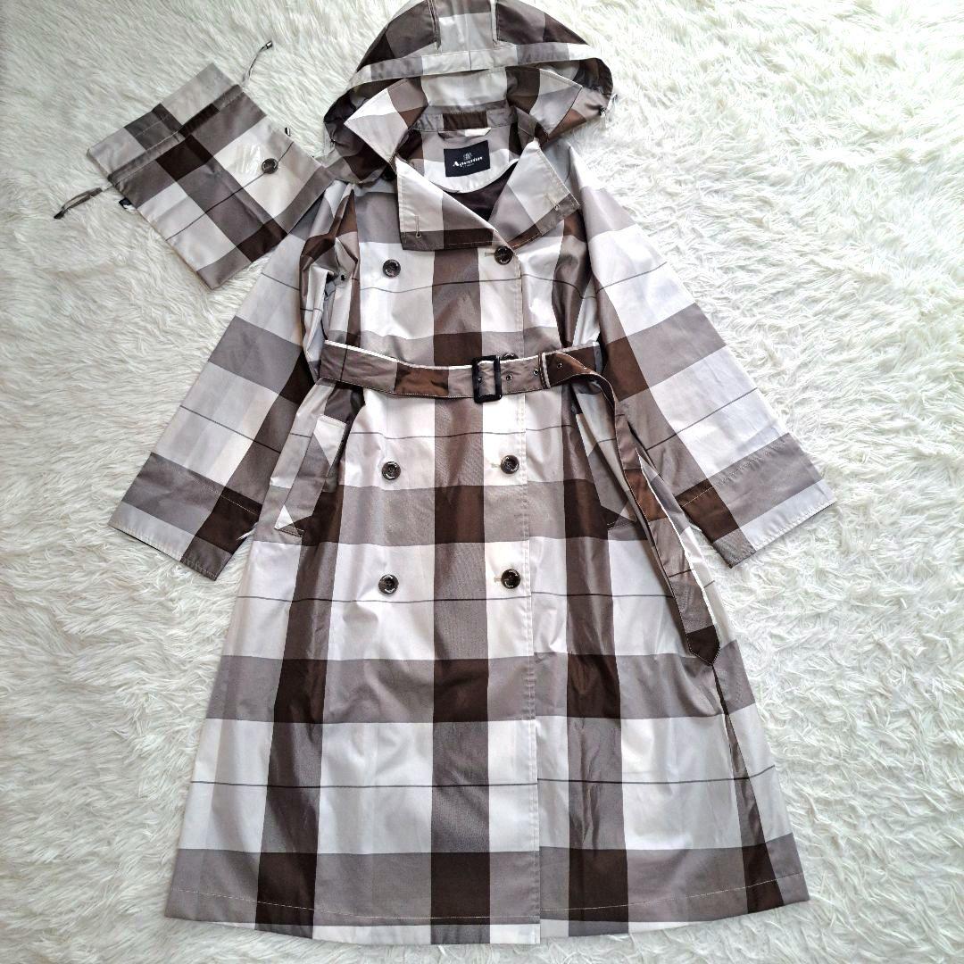 【美品】【Aquascutum】トレンチデザイン チェック レインコート