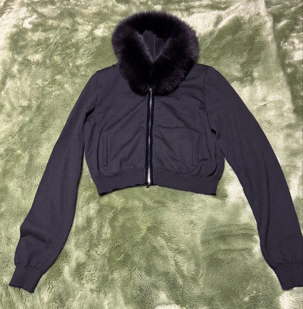 FOXEY ファー付きクロップドパーカー