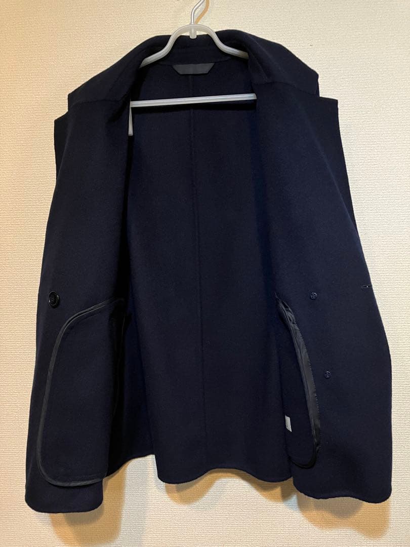 【24-25AW】ウールリバーコート　ネイビー