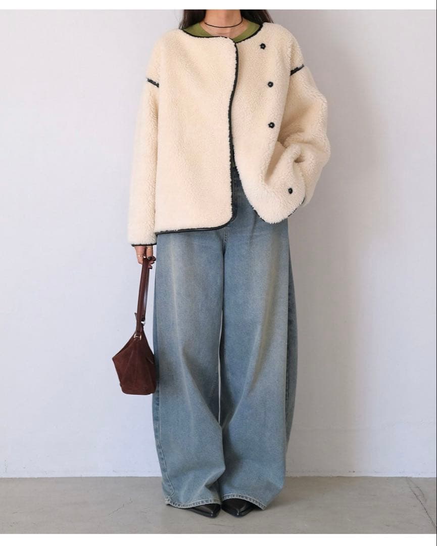 【新品】AKTE ボアミドルブルゾン　エクリュ