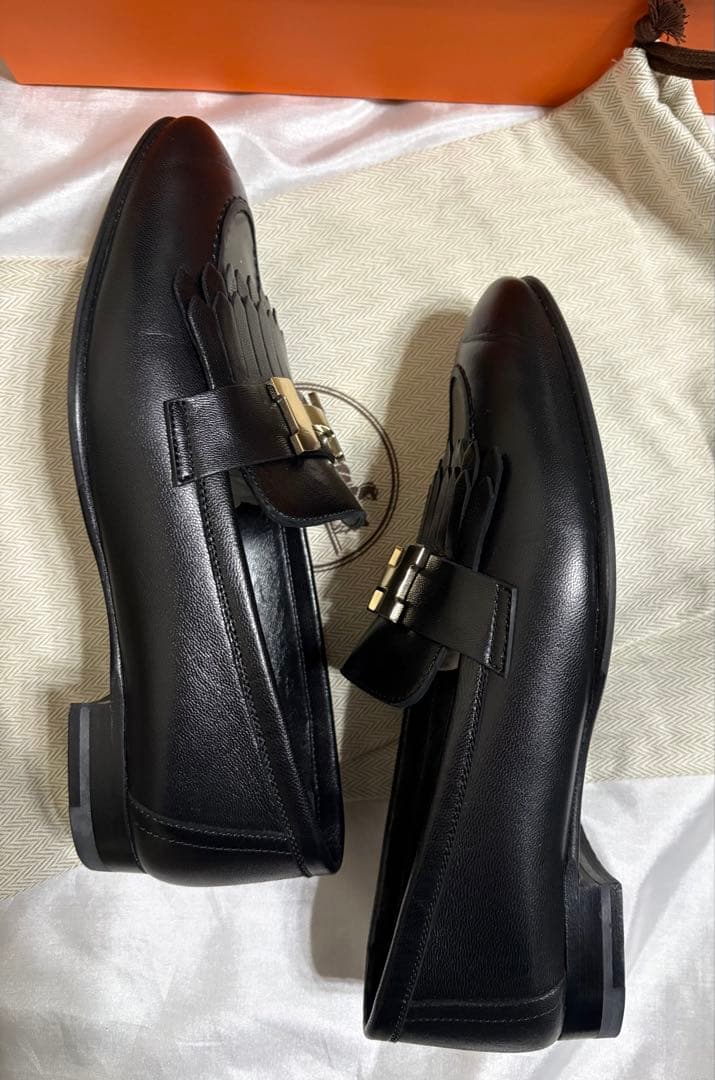 エルメス hermes 美品 モカシンロワイヤル 黒 35