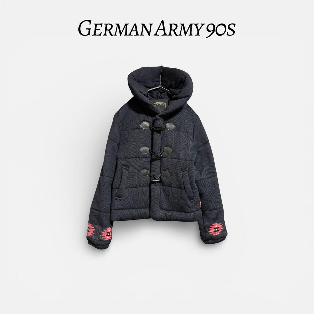 【希少】00s OLD STUSSY ネイティブ柄 ダッフルニットジャケット 黒