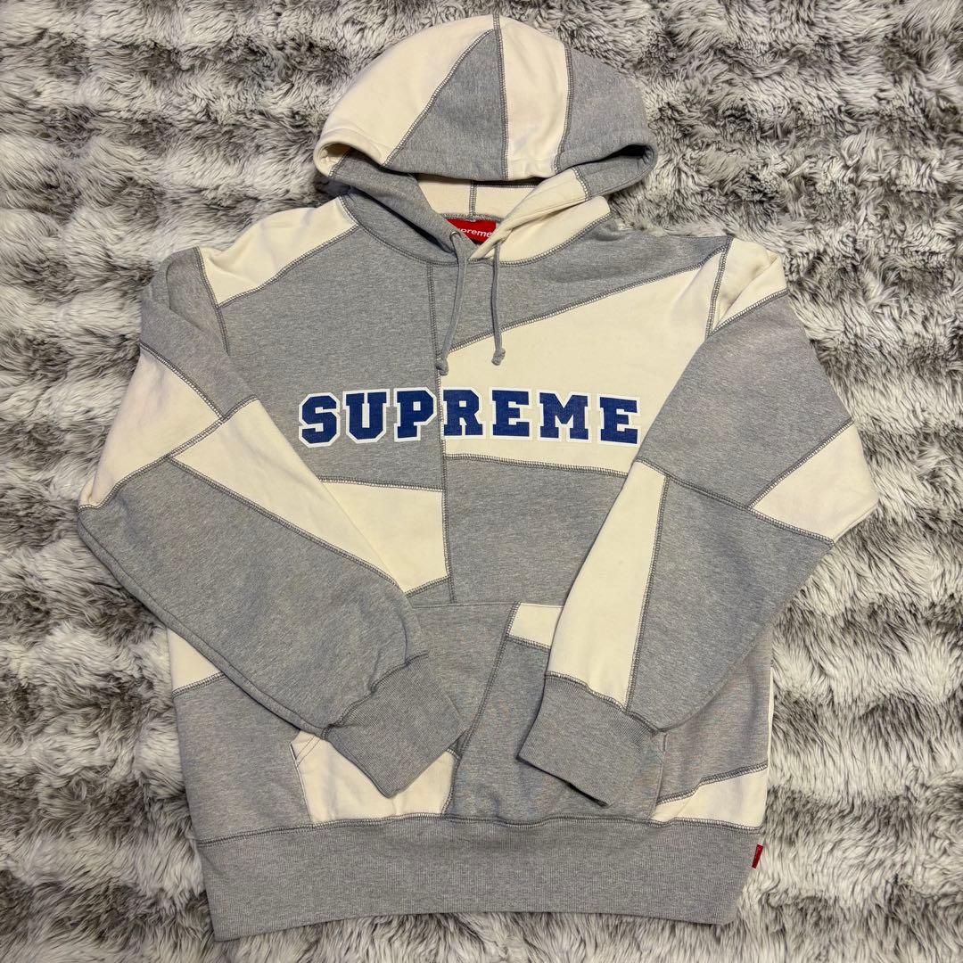 【美品】Supreme シュプリーム パッチワークパーカー Sサイズ 白 グレー