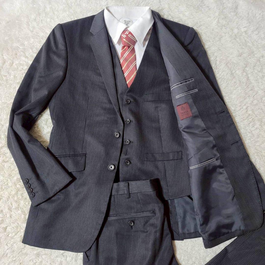 美品✨　大きいサイズ　XL相当　タケオキクチ　スリーピース　スーツ　ストライプ