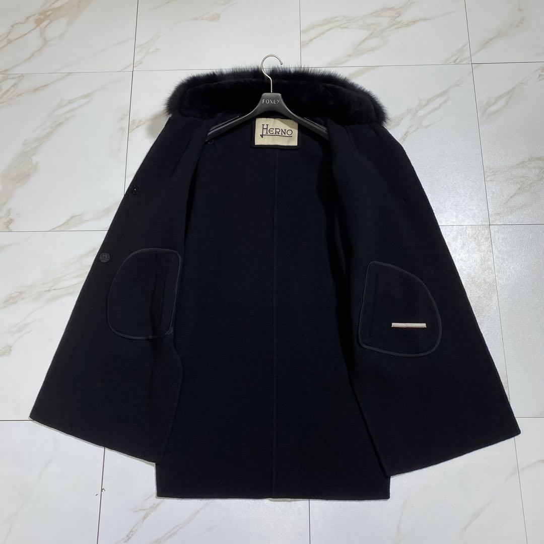 極美品♡ヘルノ 現行 フォックスファーディテイルウールコート ロングスリーブ