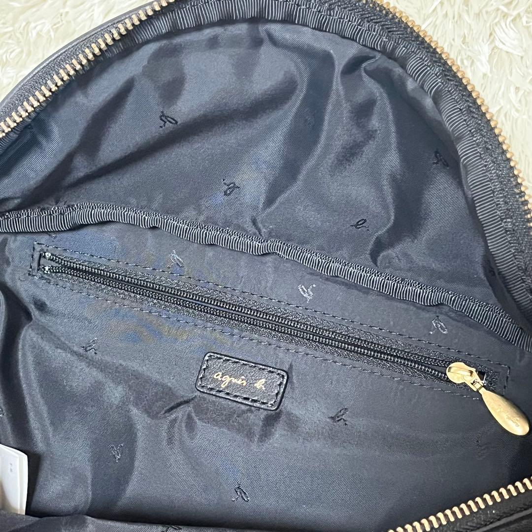 agnes b. アニエスベー　ボディバッグ　ラムレザー　ブラック