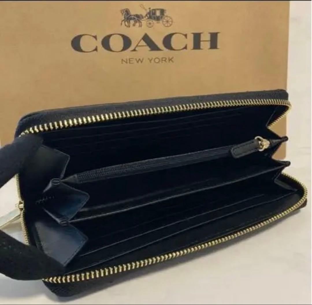 新品　COACH キルティング ブラック長財布
