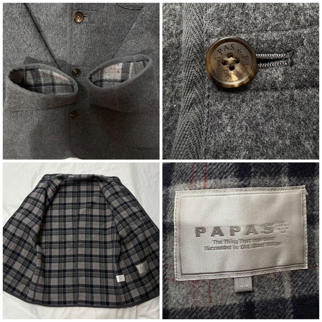 Papas+パパスプラス ステンカラージャケット毛 カシミヤ アンゴラ古着屋購入