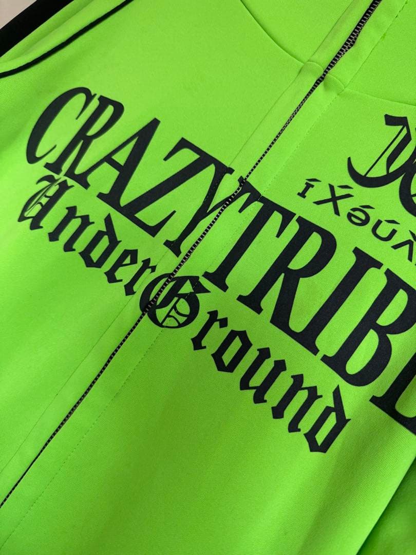 ☆crazy tribe ネオングリーンジャージワンピ☆