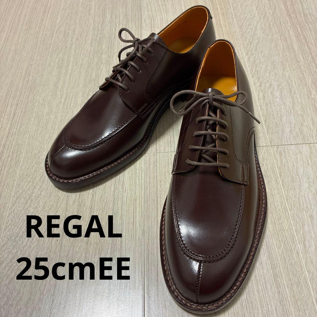 【新品未使用】REGAL リーガル 外羽根 Uチップ ダークブラウン25cmEE