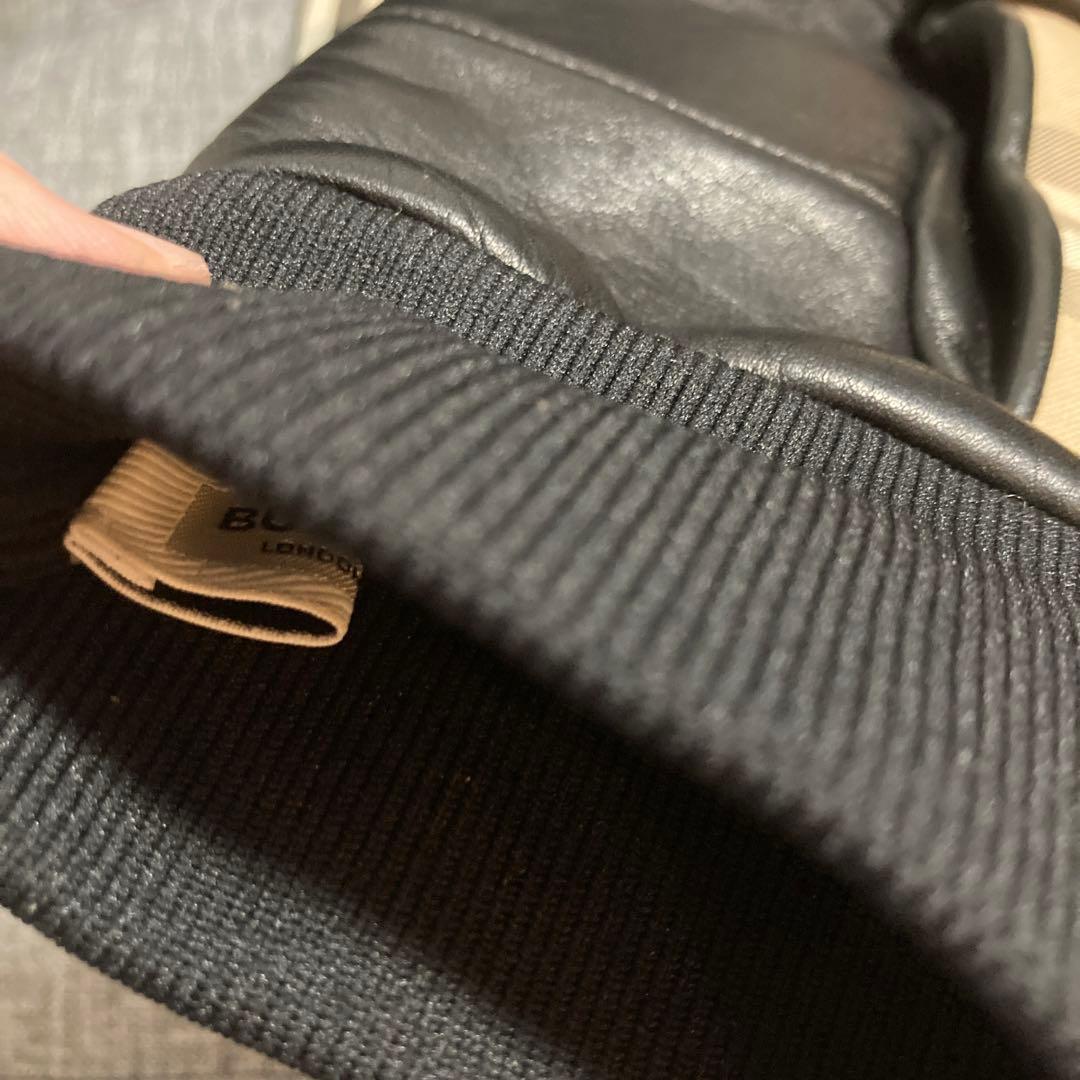 極美品　正規品　BURBERRY レザーグローブ　M バーバリー　手袋　ミトン