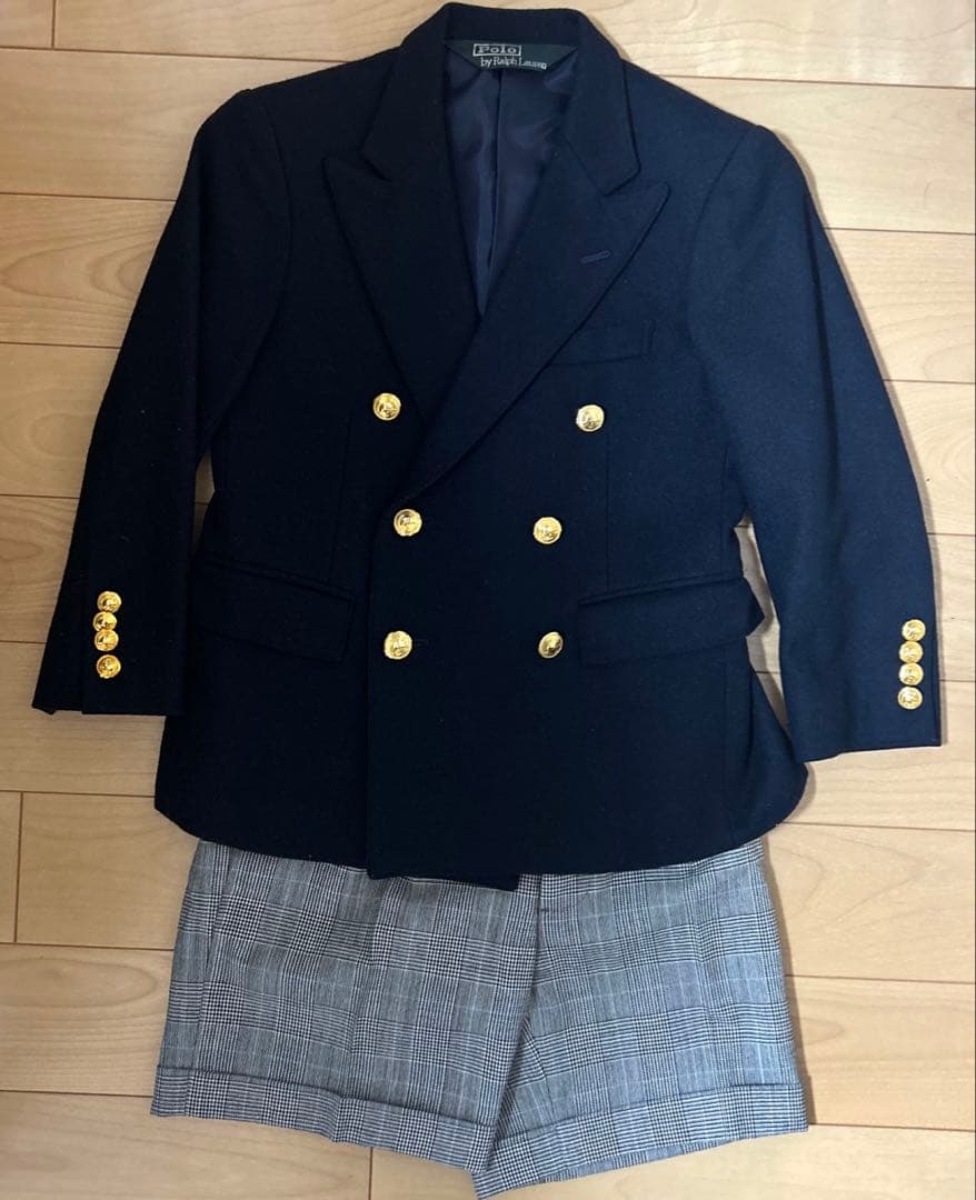 美品Ralph Lauren ネイビー ブレザー120千鳥格子ズボン130サイズ