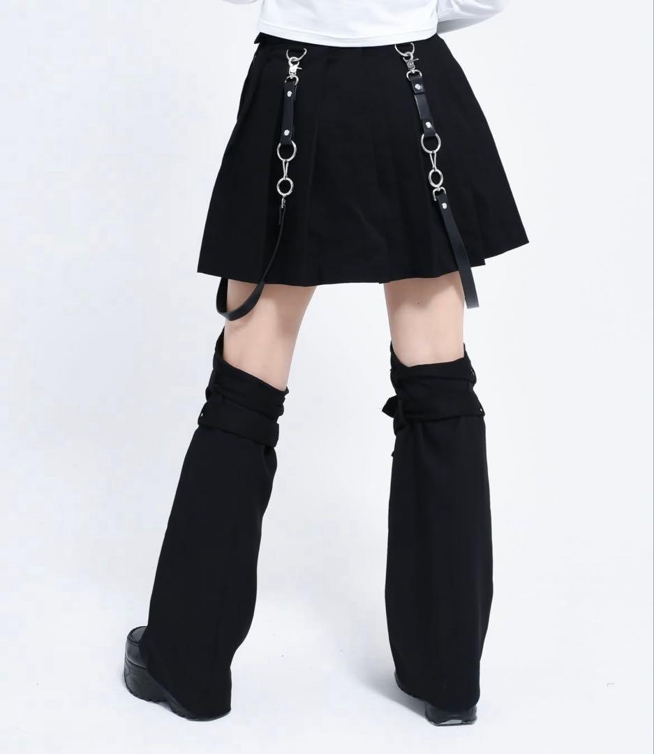 REFLEM レッグカバー付きレイヤードデニムショーパン ブラック 黒