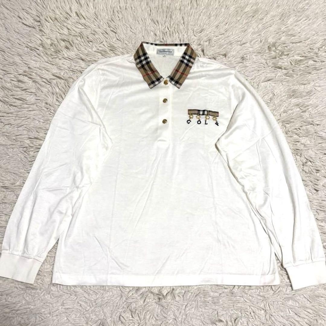 ジョー様 バーバリー ポロシャツ 長袖 ノバチェック 金ボタン 大きいサイズ