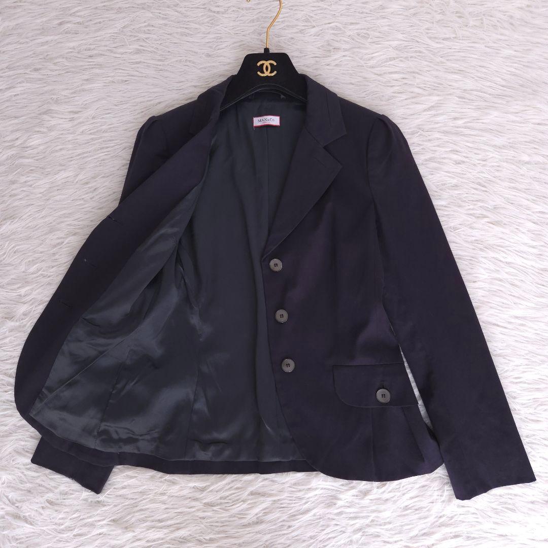 マックスマーラ テーラードジャケット 紺ブレ パフスリーブ ペプラム Lサイズ