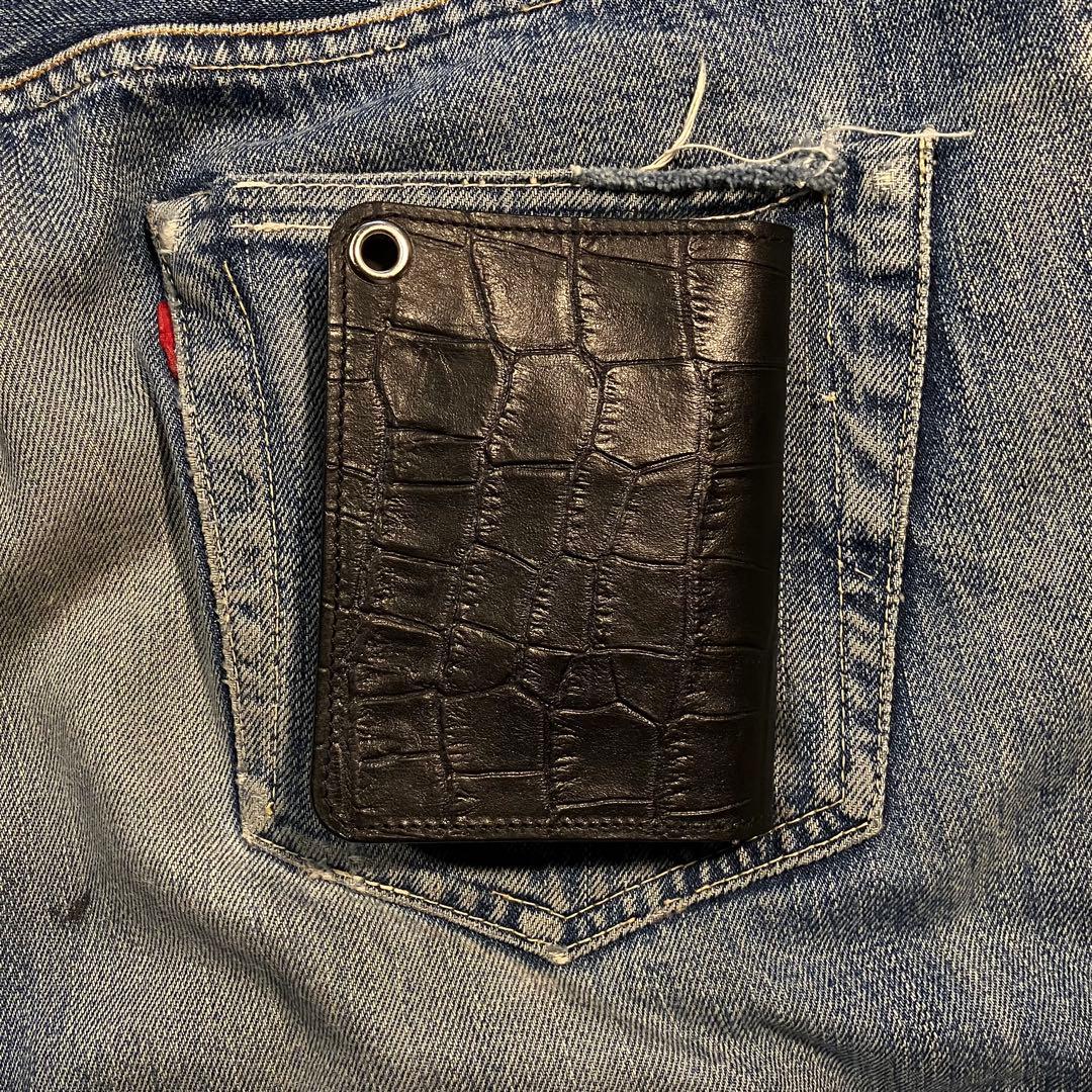 お札が折れない！ミドルトラッカーウォレット 3層 シルバー 栃木レザー