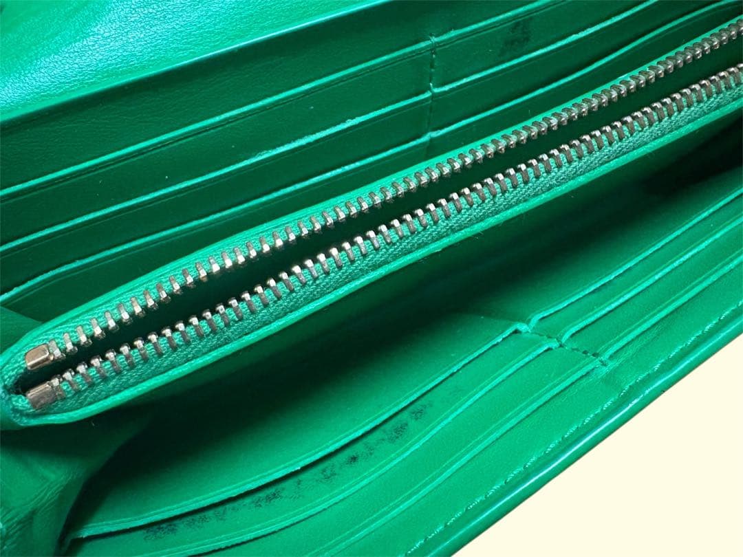 ボッテガ ヴェネタ 長財布 ラウンドファスナー グリーン