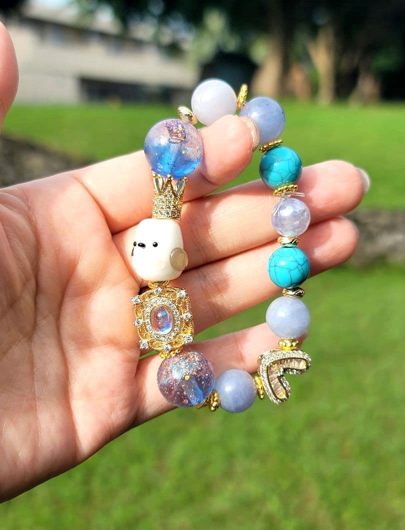 人生を輝かせ前へ進む守護シマエナガグラデーションオルゴブレスレット