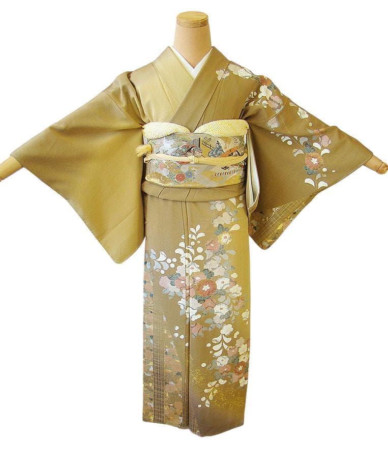 極上縮緬地 附下げ・訪問着＆袋帯・帯〆・帯揚げセット（正絹）未使用 HH2265