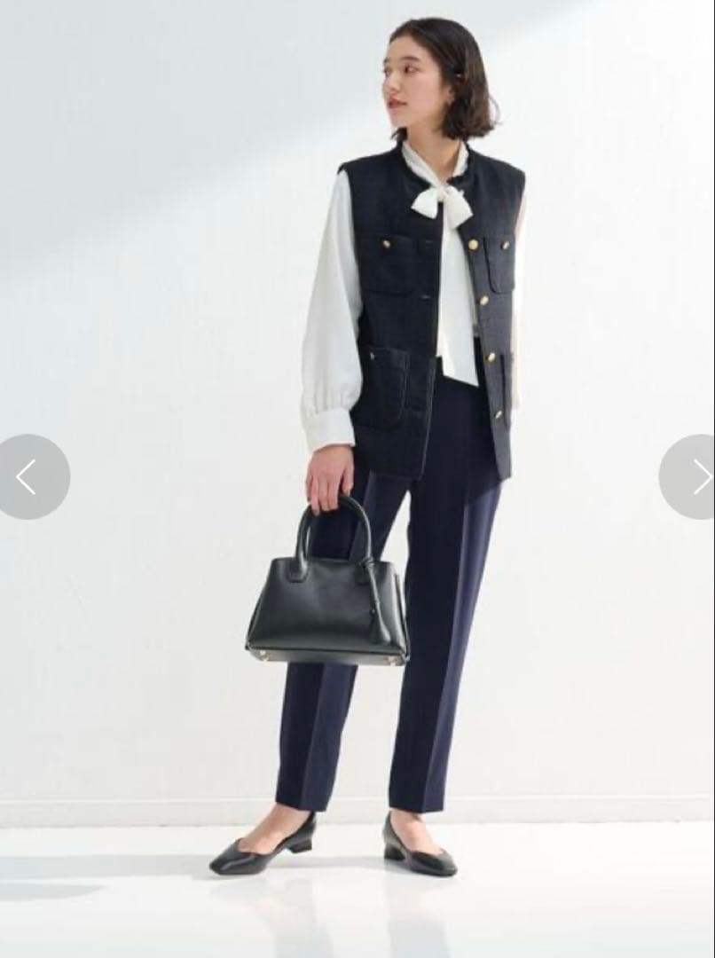 ツイードフリンジポケットベスト　ツイードベスト　ネイビー　金ボタン　セレモニー