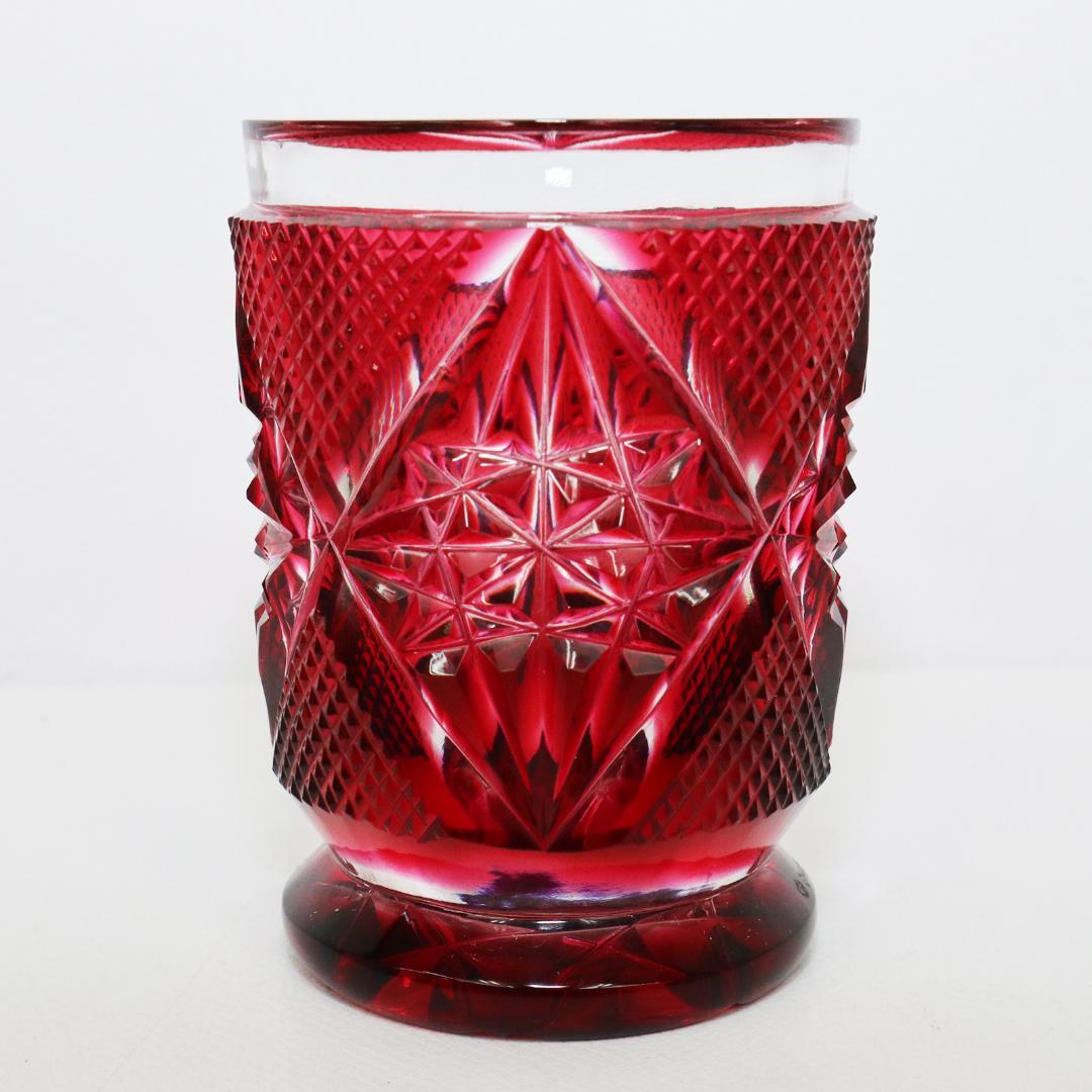 復元 薩摩切子 色被せガラス 切子盃 共布 共箱