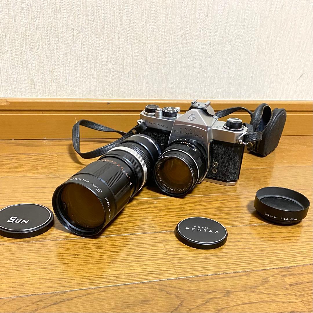Pentax spotmtic 一眼レフ　フィルム　望遠レンズ付き