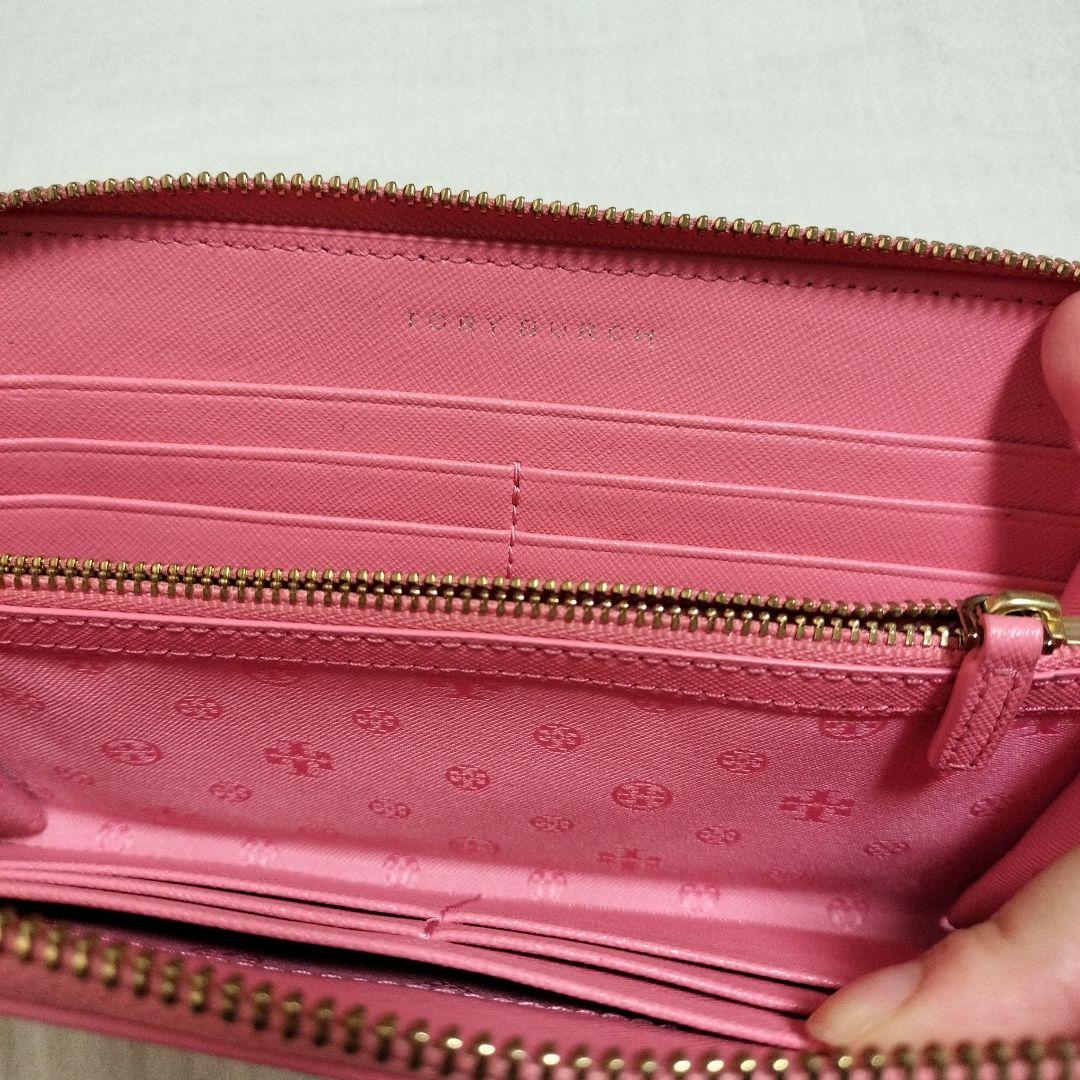 Tory Burch ピンクレザー長財布　牛革美品