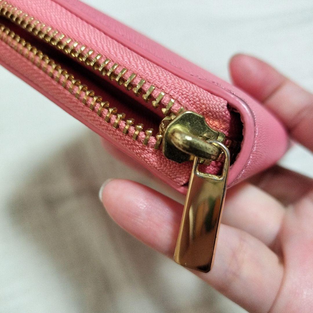 Tory Burch ピンクレザー長財布　牛革美品