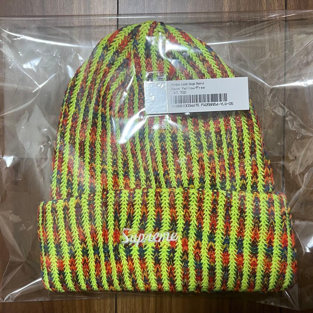 supreme rainbow loose gauge beanie ネオン