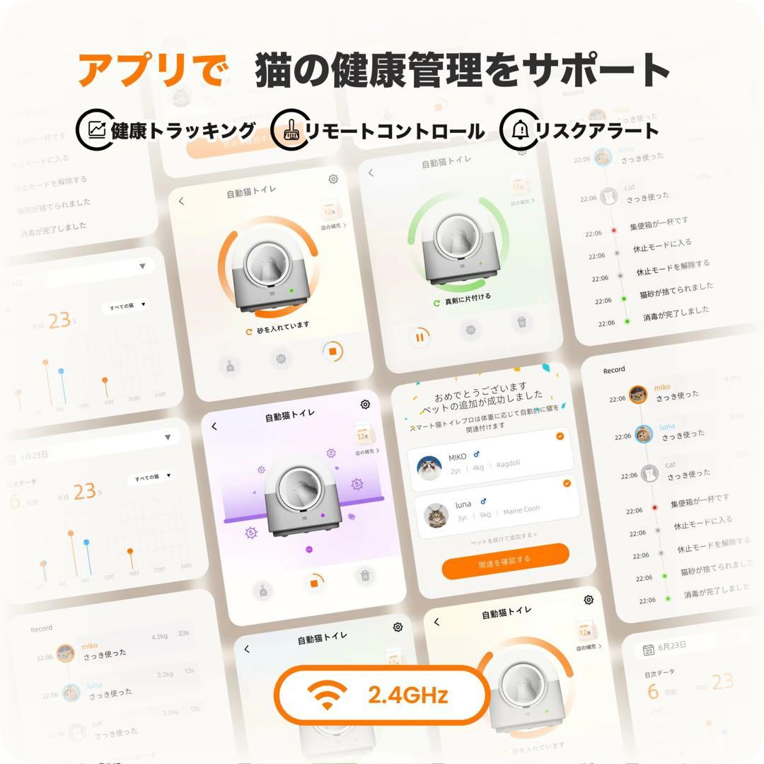 自動猫トイレ Pro AI搭載センサー UVライト 自動清掃 多頭飼い対応