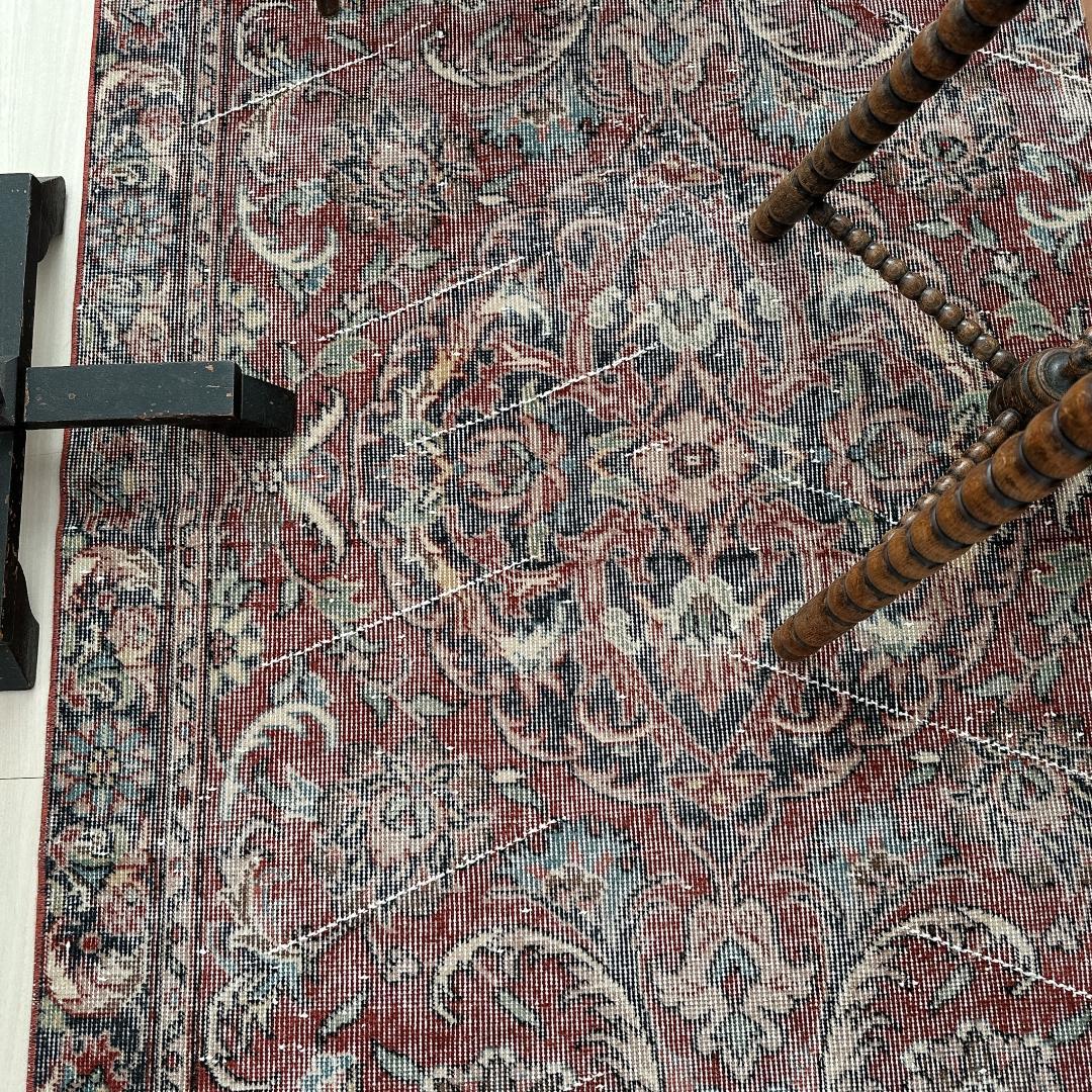 トルコヴィンテージラグ A67 ブラウンレッド ネイビー セージグリーン