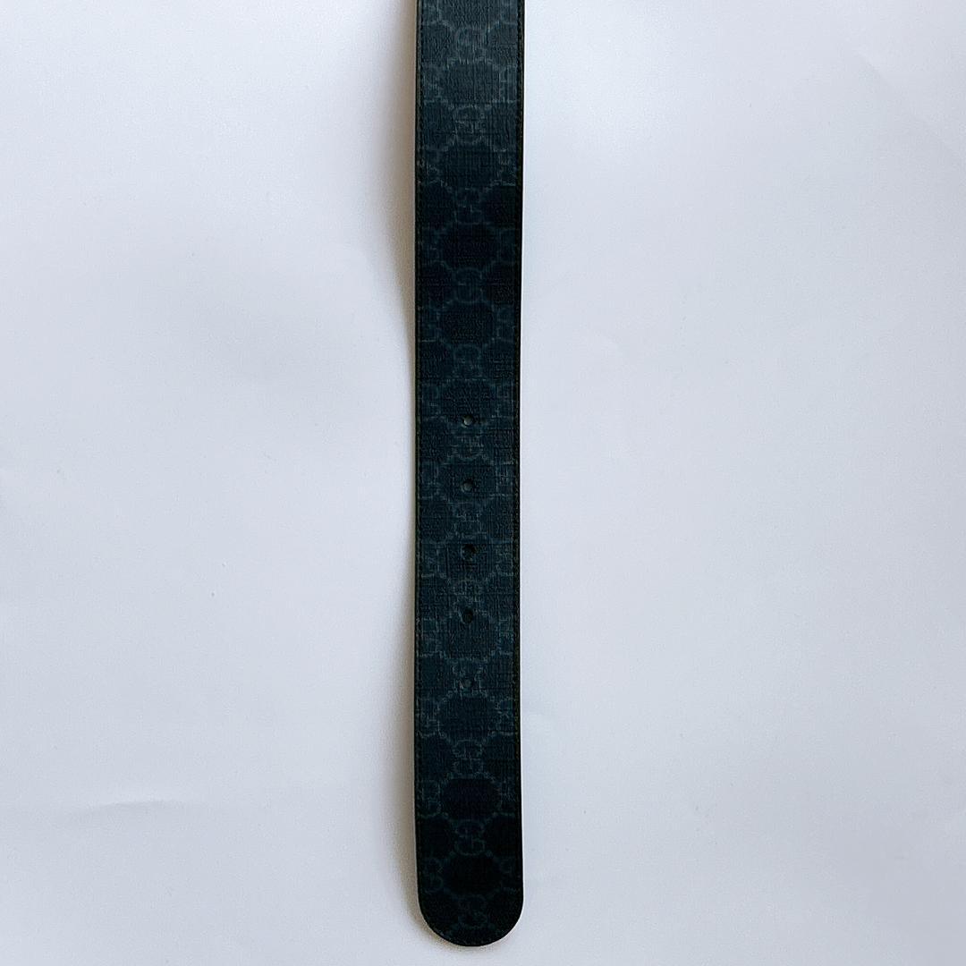 ほぼ未使用　グッチ　シマ インターロッキングG ベルト 85 GP×革 ブラック