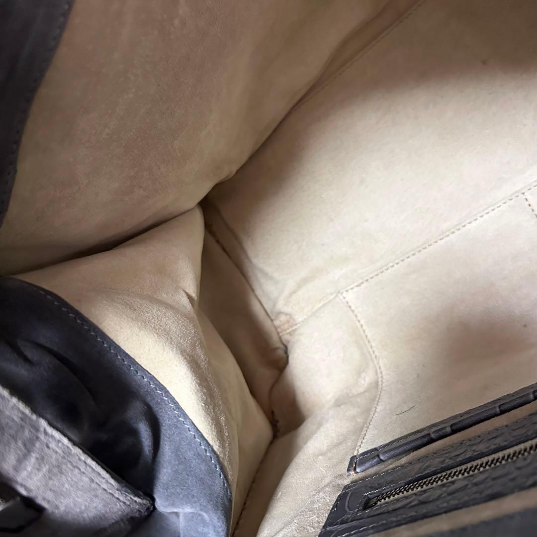 GIORGIO ARMANI スエード　クロコ型押し　ハンドバッグ　ミニボストン