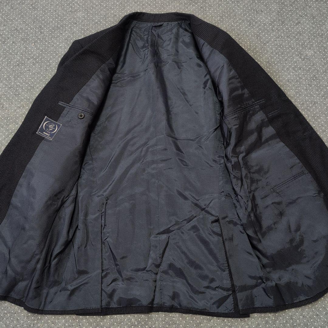 BEAMS F セットアップスーツ ストライプ スリーピース ネイビー 100