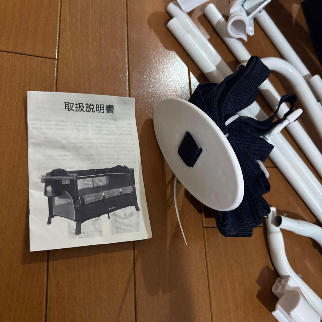 グレー サイドオープン ベビーベッド ネイビー 値下げ