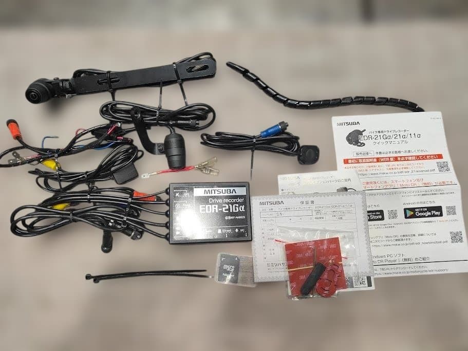 バイク用ドラレコ　ミツバ　EDR-21Gα　中古　カメラステー付き