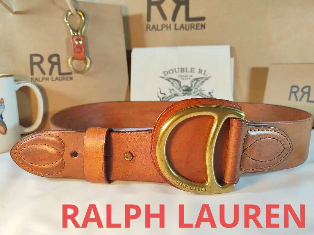 【極美品】ラルフローレン　正規品　高級ゴールドリングベルト　厚本革ドレスベルト