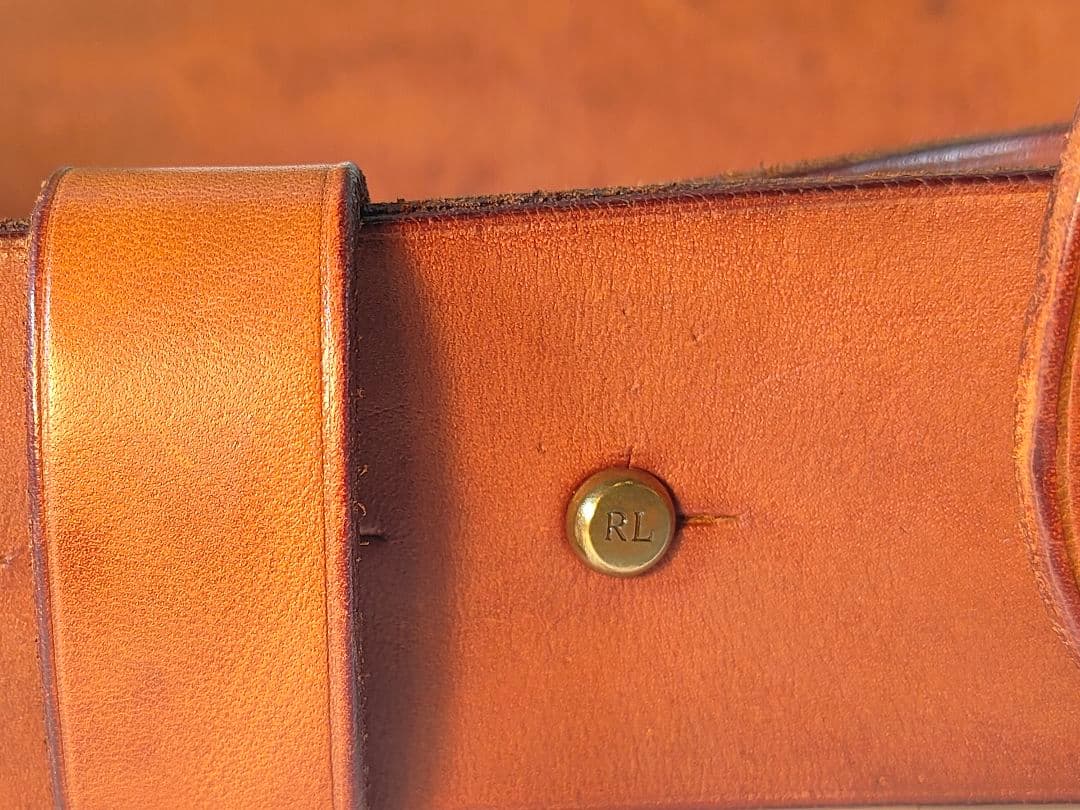 【極美品】ラルフローレン　正規品　高級ゴールドリングベルト　厚本革ドレスベルト